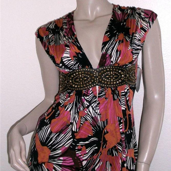 Sky Brand Printed Belted Sleeveless Stretch Top XS - Picture 1 of 6